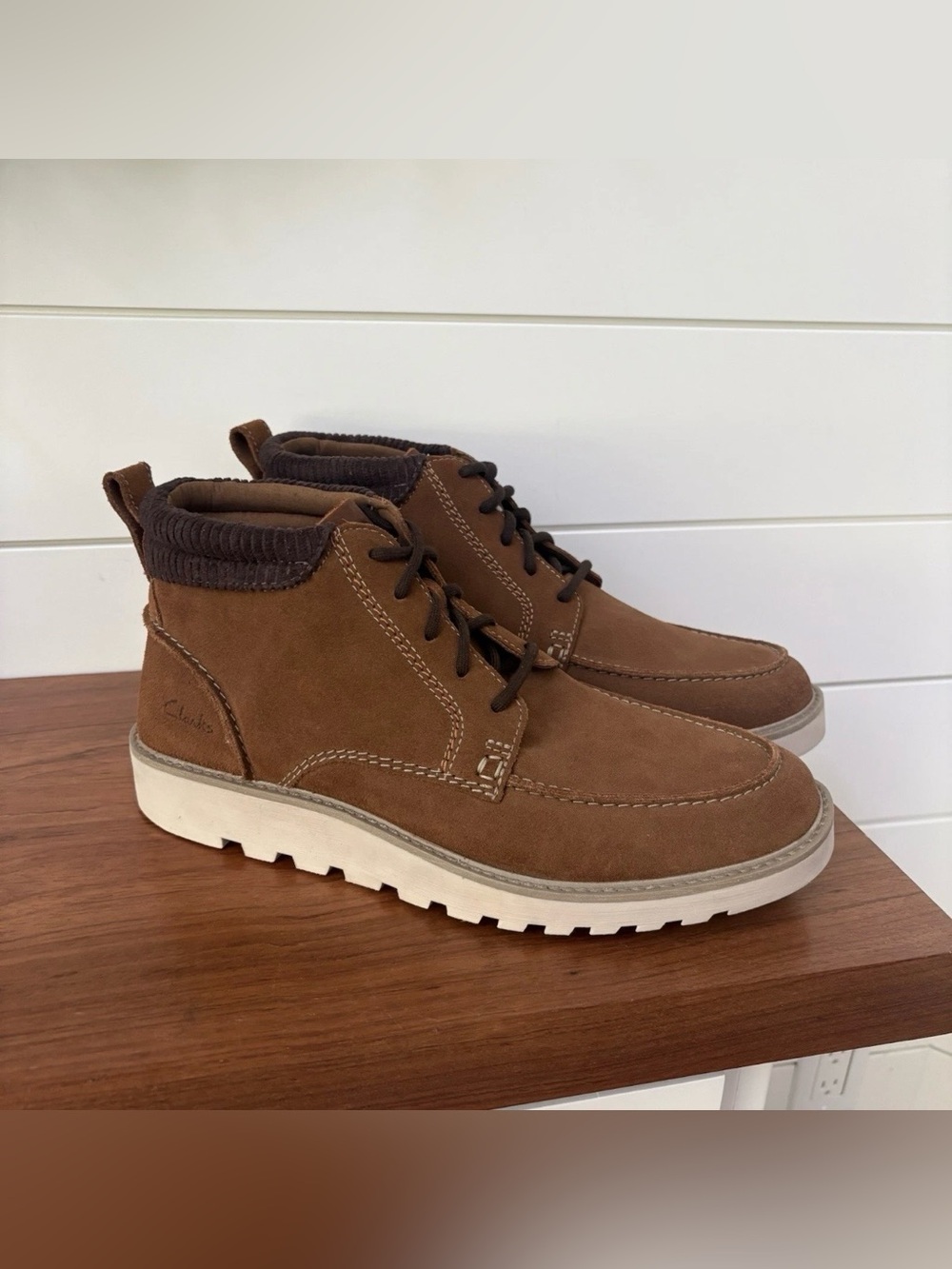 Clarks Men's Barnes Mid Oxford Chukka Boots Brown Suede Size 12 US Business Work